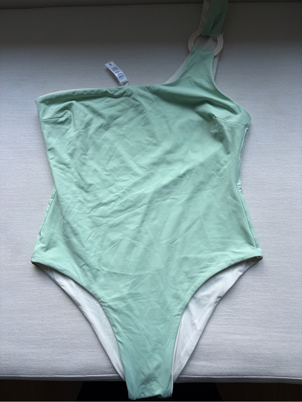 Kya Mint Asymmetric One-Shoulder Swimsuit with Ring